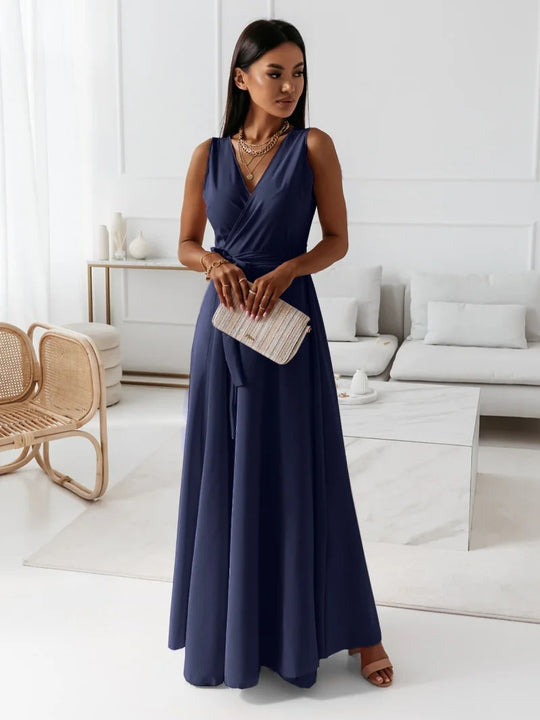 Damen Elegantes Wickelkleid mit verlängertem Saum Heidi-Mode