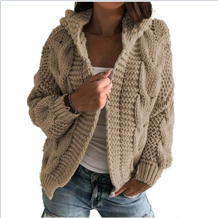 Damen Strickjacke mit voluminösem Zopfmuster und lässigem Schnitt Heidi-Mode
