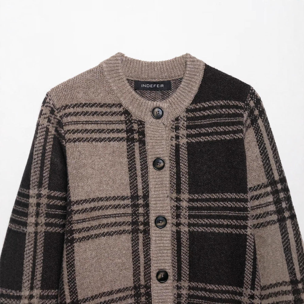 Damen Chicer Karoknopf-Pullover Heidi-Mode