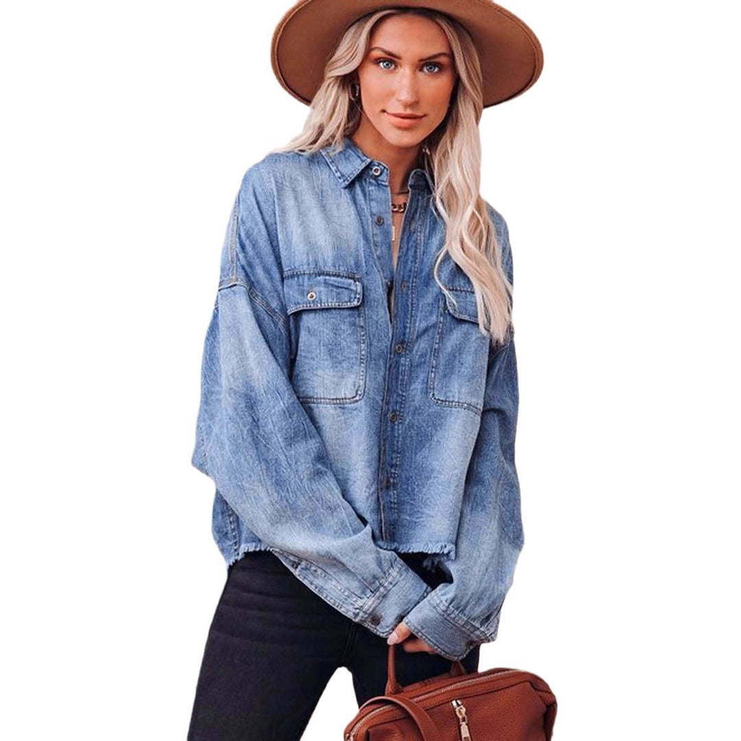 Damen Oversized Jeanshemd mit praktischen Brusttaschen und lässigem Schnitt Heidi-Mode