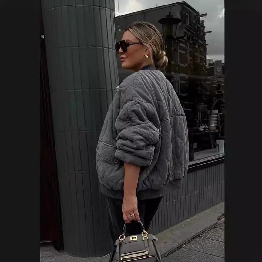 Damen Oversized gesteppte Bomberjacke Heidi-Mode