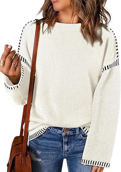 Damen Pullover mit modischen Streifen Heidi-Mode