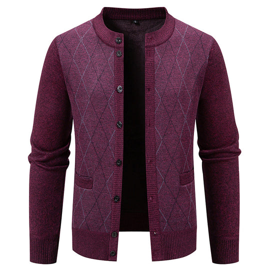 Herren Strickjacke mit modernem Rautenmuster Heidi-Mode