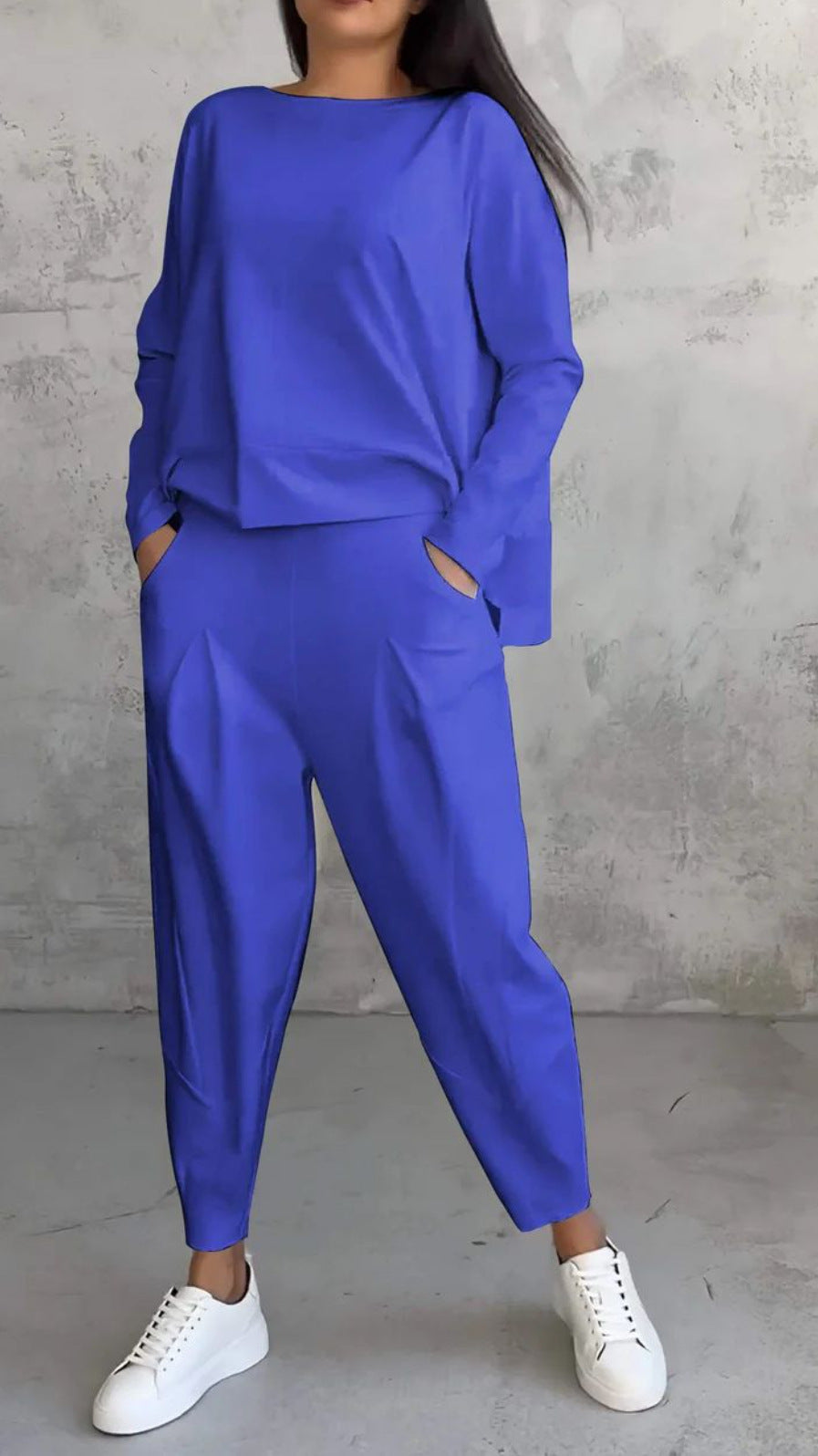 Damen Lässiger Zweiteiler mit weitem Oberteil und lockerer Hose Heidi-Mode