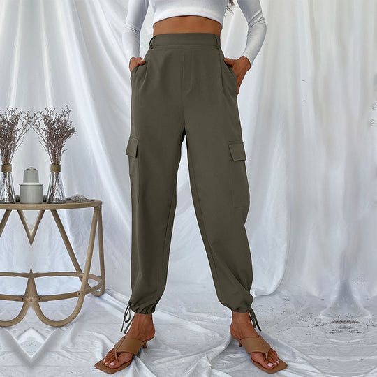 Damen Cargo-Hose mit verstellbarem Bund und seitlichen Taschen Heidi-Mode