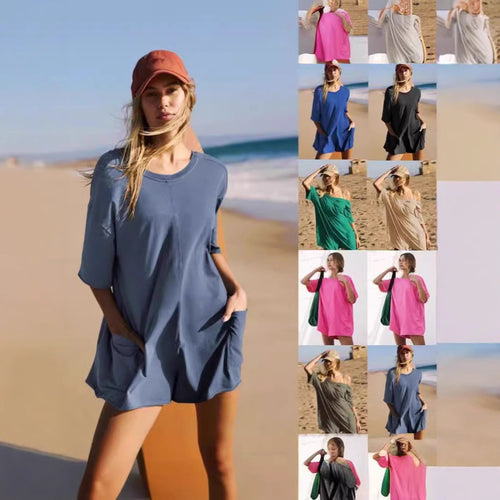 Damen Sommerliches Strandkleid mit Taschen Heidi-Mode