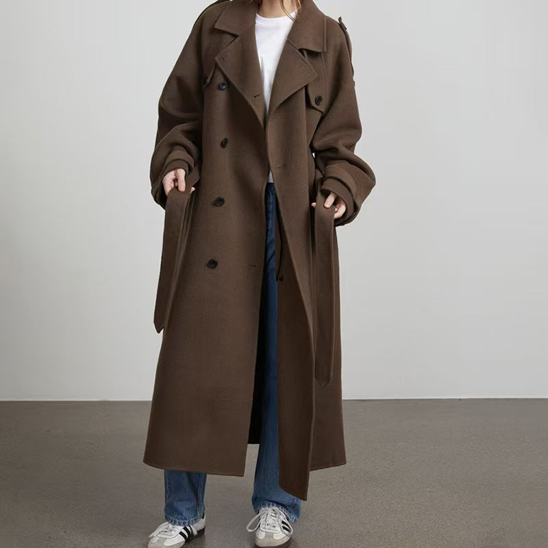 Damen eleganter und stylischer Trenchcoat mit taillierbarem Gürtel Heidi-Mode