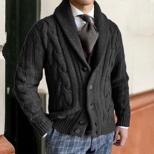 Herren Strickjacke mit modernen Zopfmuster Heidi-Mode