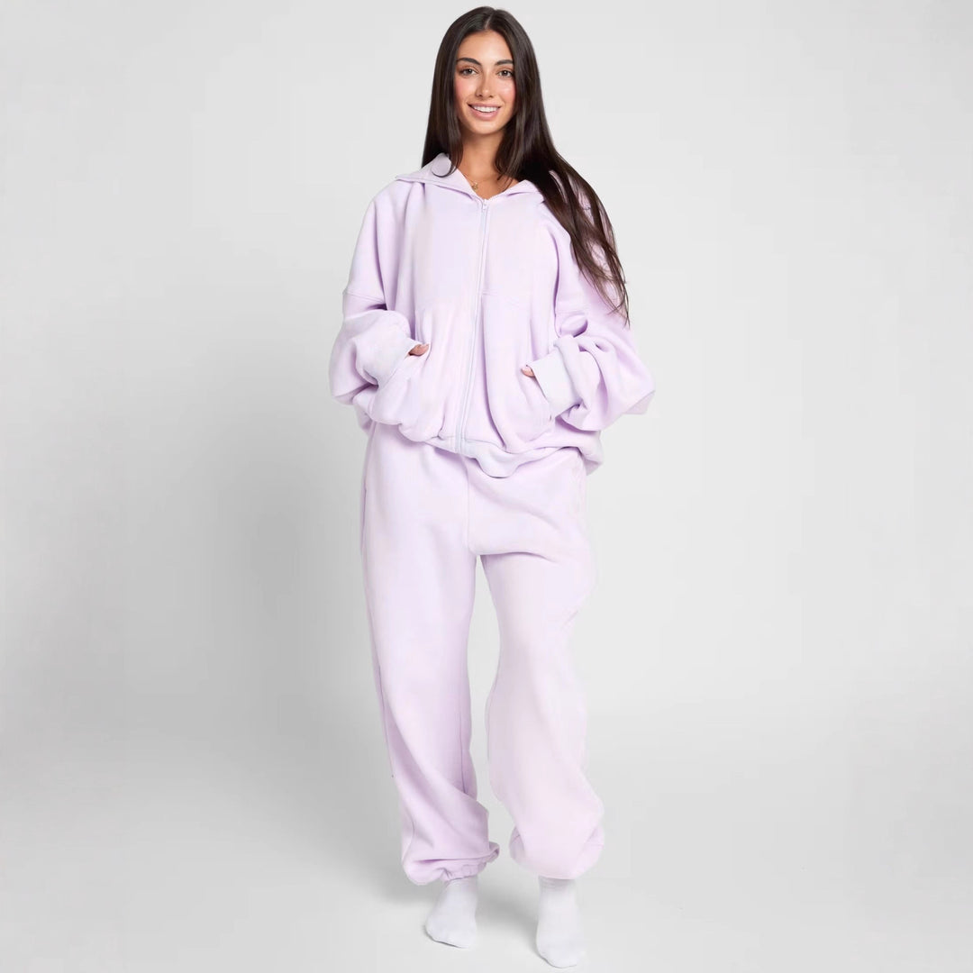 Damen Oversized Kapuzenjacke mit gemütlicher Passform und tiefen Taschen Heidi-Mode