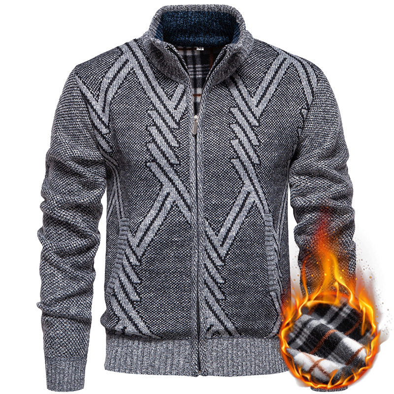 Herren sportliche Strickjacke mit modernem Zopfmuster Heidi-Mode