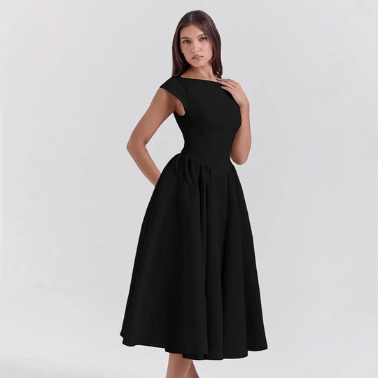 Damen Midi-Kleid mit elegantem A-Linien Schnitt und schickem Quadrat-Ausschnitt Heidi-Mode