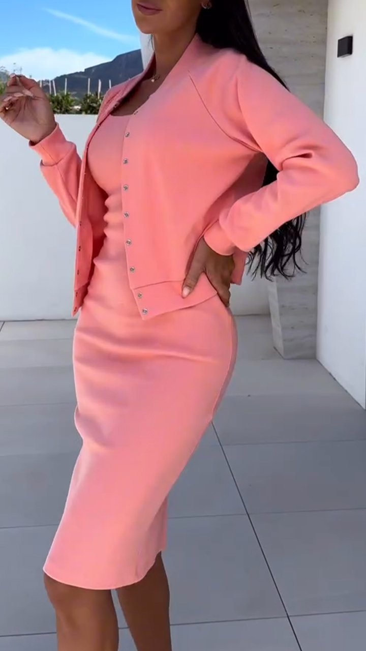 Damen modischer Sweatkleid und Jacke Set Heidi-Mode