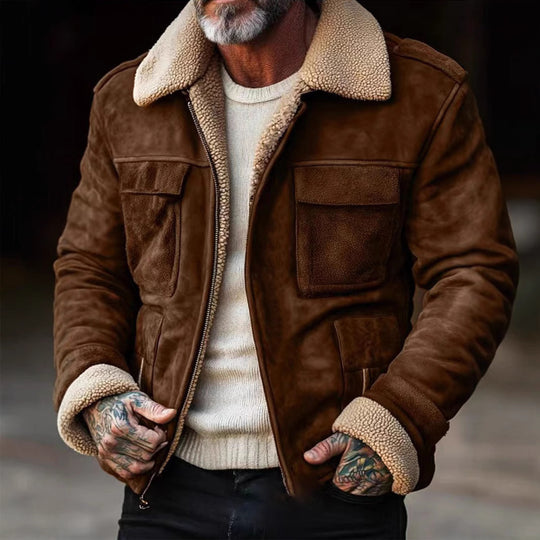 Herren Lederjacke mit weichem Sherpa-Futter Heidi-Mode
