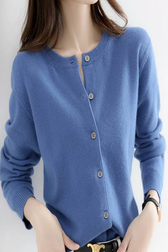 Damen Feinstrick Cardigan mit Knopfleiste und weichem Material Heidi-Mode