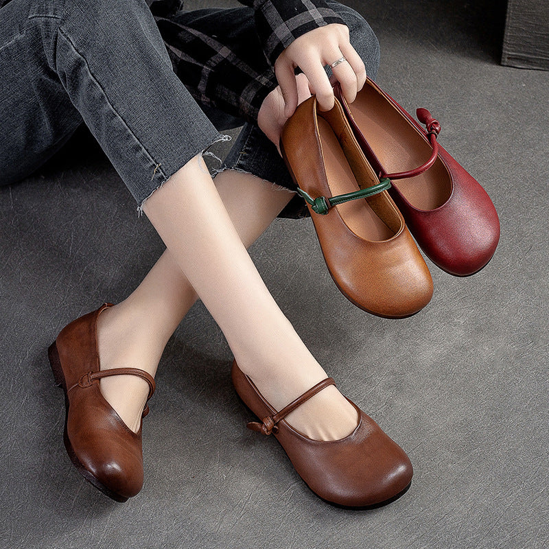 Damen Ballerinas aus hochwertigem Leder mit eleganter Schnalle Heidi-Mode