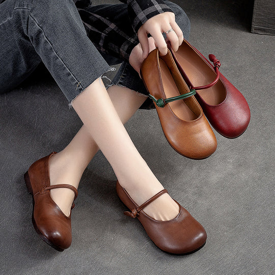 Damen Ballerinas aus hochwertigem Leder mit eleganter Schnalle Heidi-Mode