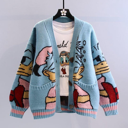 Damen Gestickter Strickcardigan mit verspieltem Disney-Motiv Heidi-Mode