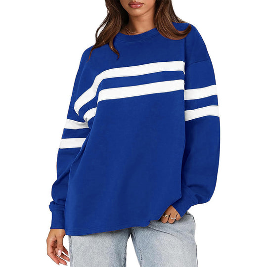 Damen Oversized Sweatshirt mit trendigen Streifen Heidi-Mode