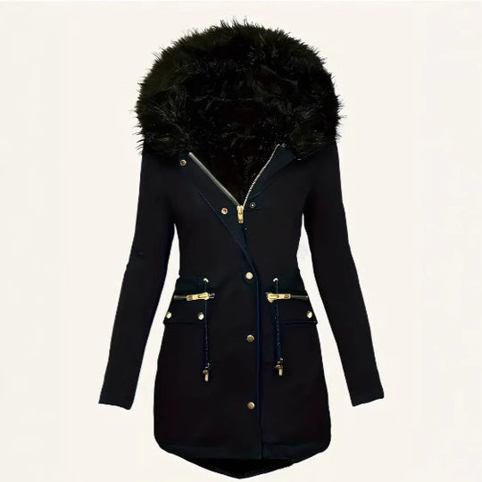Damen winterliche Parka mit abnehmbarem Pelzkragen Heidi-Mode