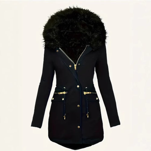 Damen winterliche Parka mit abnehmbarem Pelzkragen Heidi-Mode