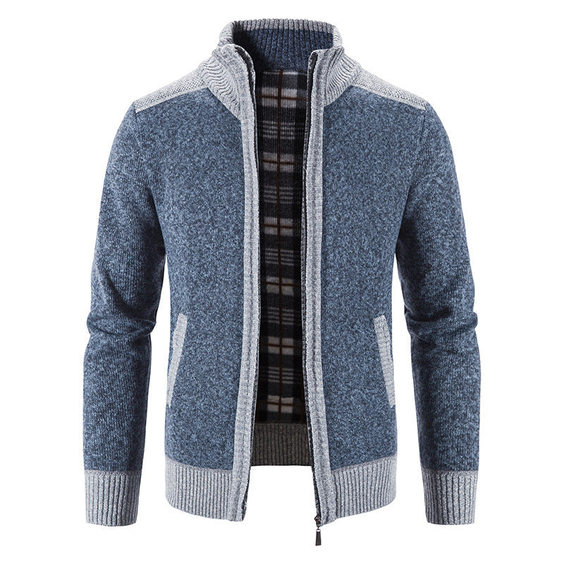 Herren Strickjacke mit modernem Stehkragen und strukturiertem Design Heidi-Mode