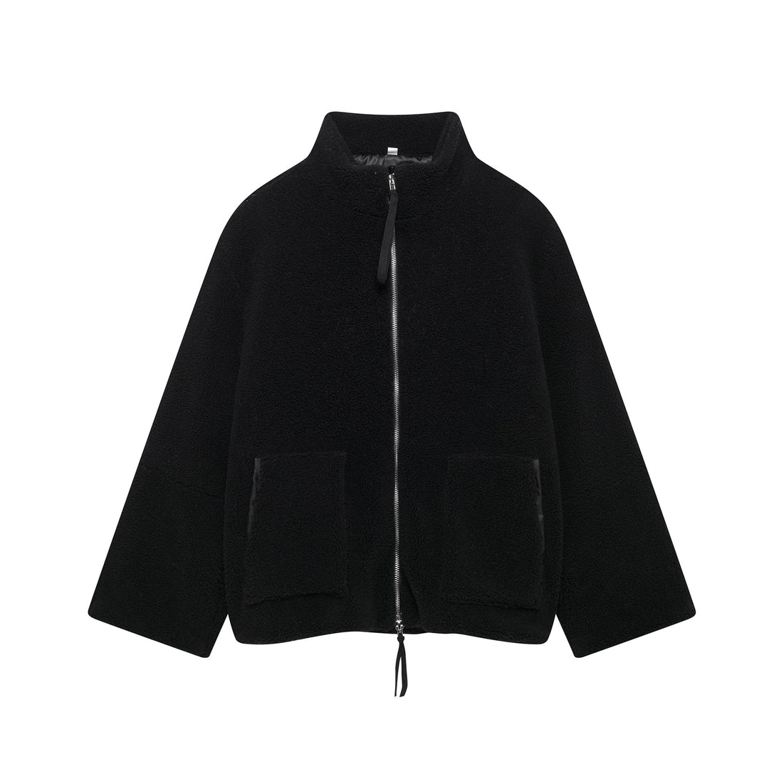 Damen Kuschelige Fleecejacke mit hohe Kragen und praktischen Taschen Heidi-Mode