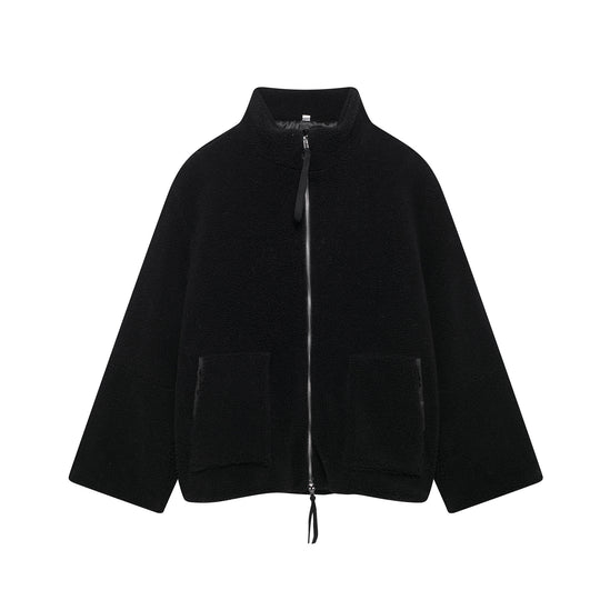 Damen Kuschelige Fleecejacke mit hohe Kragen und praktischen Taschen Heidi-Mode