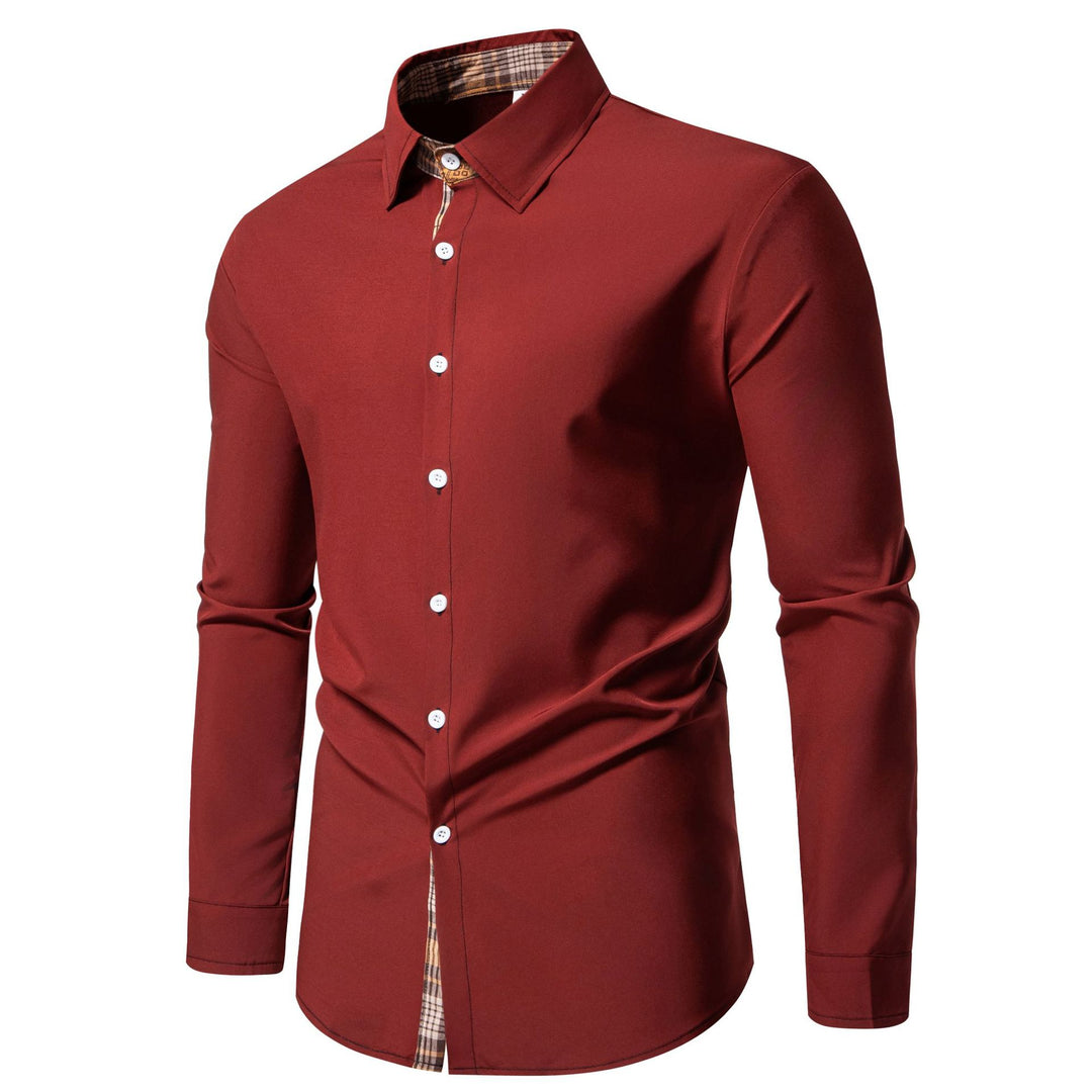 Herren Langarmhemd mit modernem Karodetail und feiner Baumwollstruktur Heidi-Mode