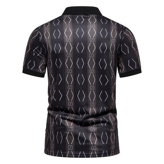 Herren Poloshirt mit einzigartigem grafischen Muster und modernem Kragen Heidi-Mode