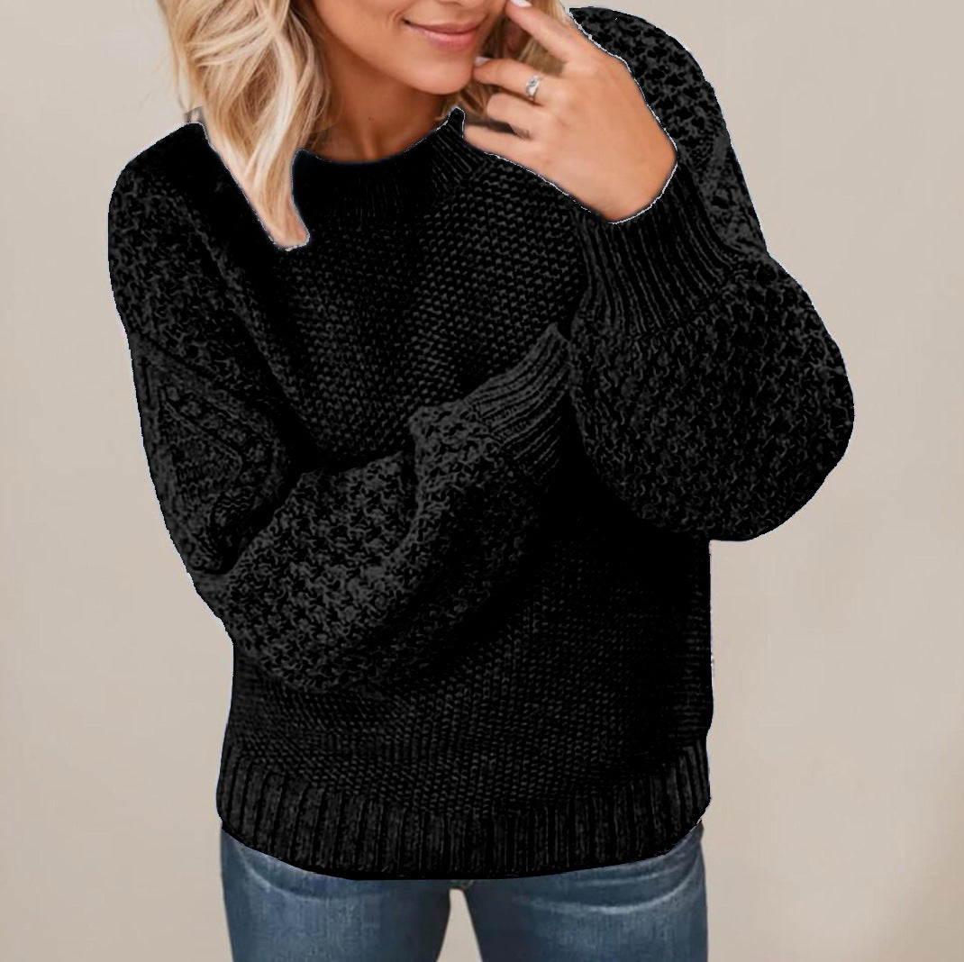 Damen Kuscheliger Strickpullover mit strukturiertem Ärmeldesign Heidi-Mode