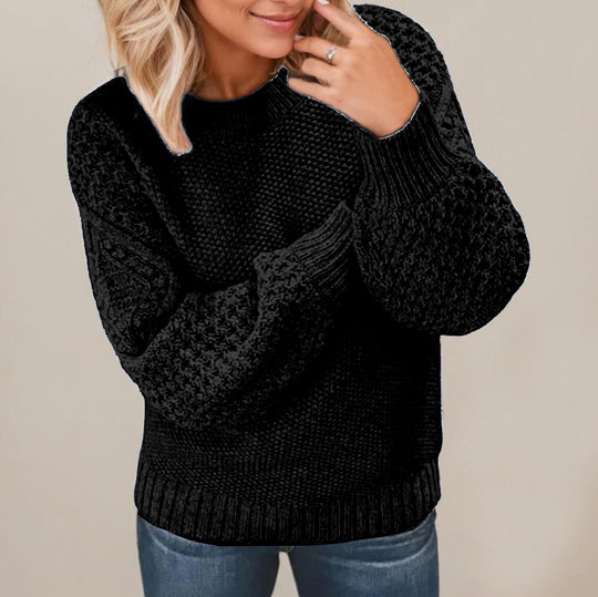 Damen Kuscheliger Strickpullover mit strukturiertem Ärmeldesign Heidi-Mode