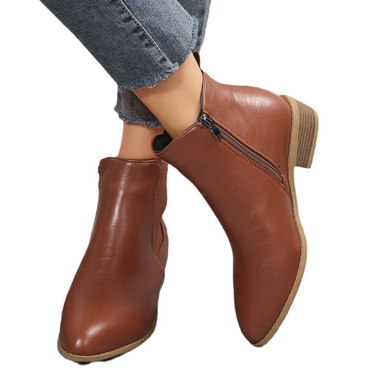 Damen ankle boots mit elegantem Reißverschluss und glattem Obermaterial Heidi-Mode