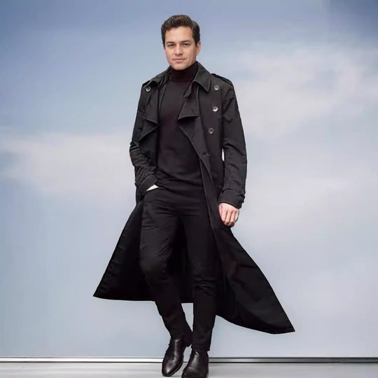 Herren eleganter Trenchcoat mit doppelter Knopfleiste und modernem Schnitt Heidi-Mode