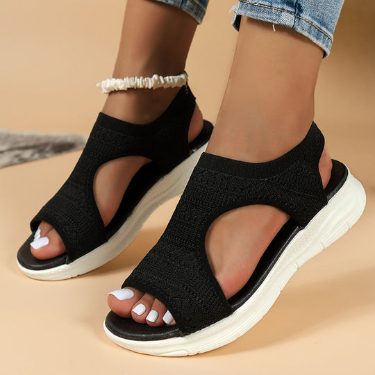 Damen ergonomische Freizeit-Sandalen mit elastischem Obermaterial und gepolstertem Fußbett Heidi-Mode