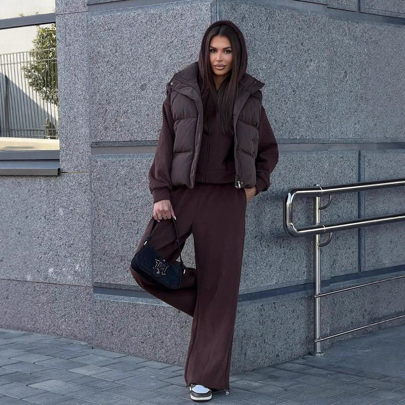 Damen Sportliche Loungewear-Jacke und weite Hose mit elastischem Bund Heidi-Mode