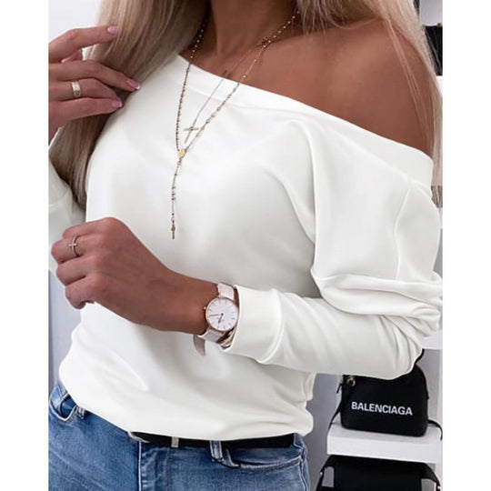 Damen Off-Shoulder Freizeit Pullover Top Heidi-Mode