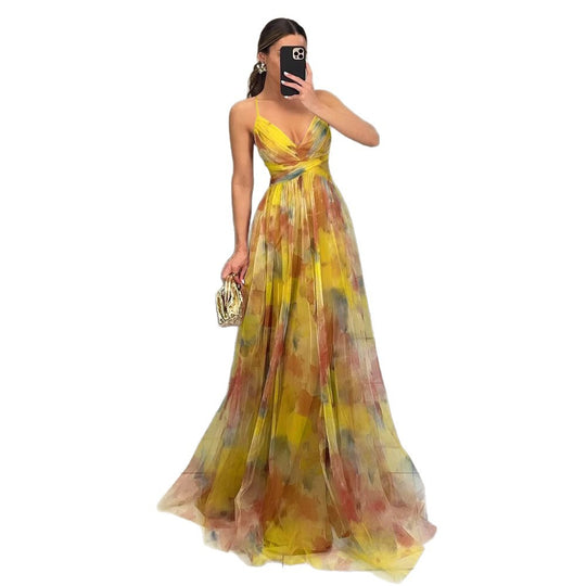 Damen Elegantes und florales Abendkleid mit schmeichelndem Schnitt Heidi-Mode