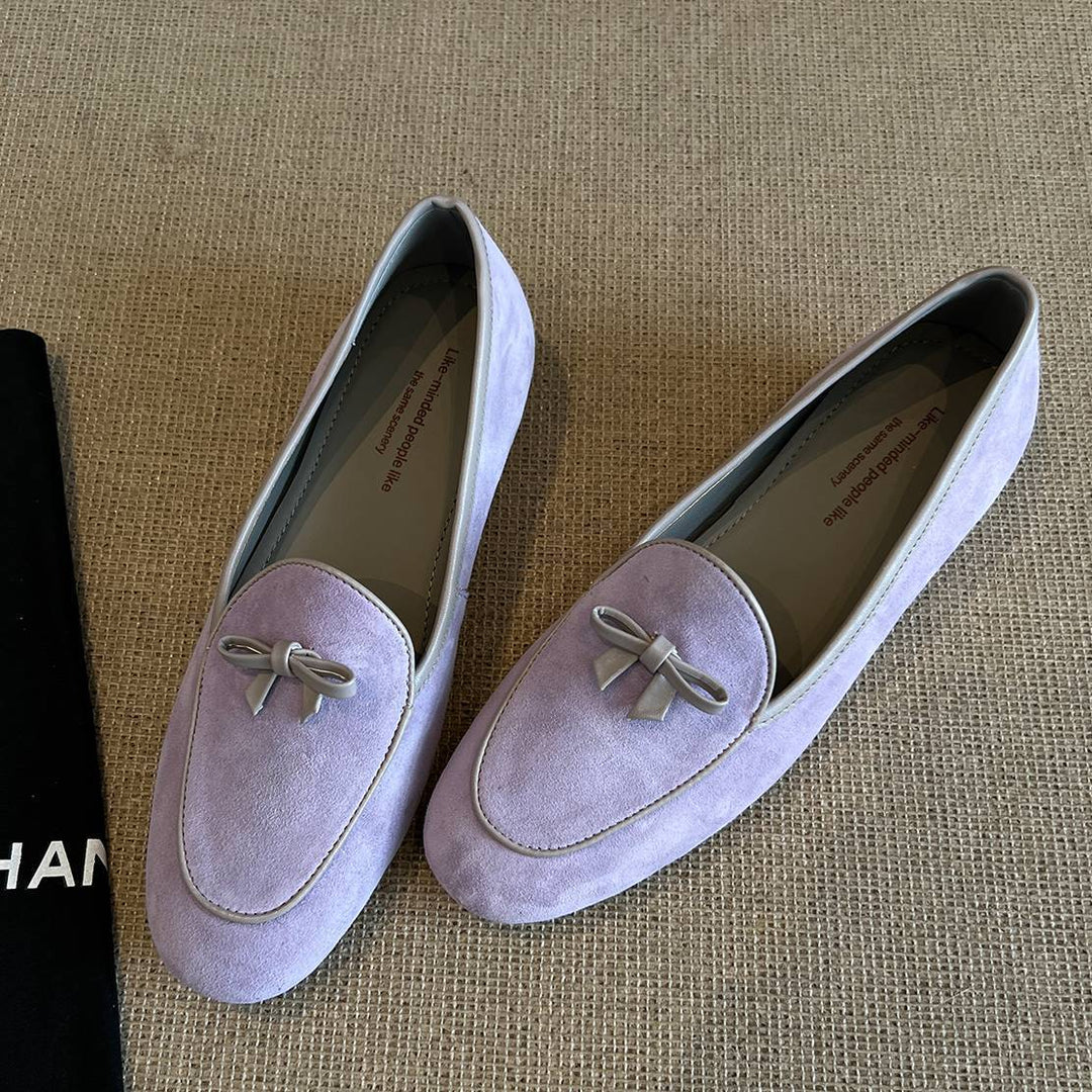 Damen Wildleder Slipper mit dekorativem Schleifendetail Heidi-Mode