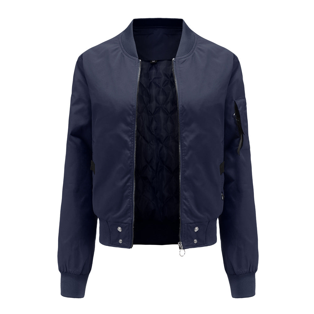 Damen modische Bomberjacke mit praktischen Taschen und seitlichen Einsätzen Heidi-Mode