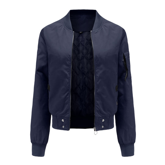 Damen modische Bomberjacke mit praktischen Taschen und seitlichen Einsätzen Heidi-Mode