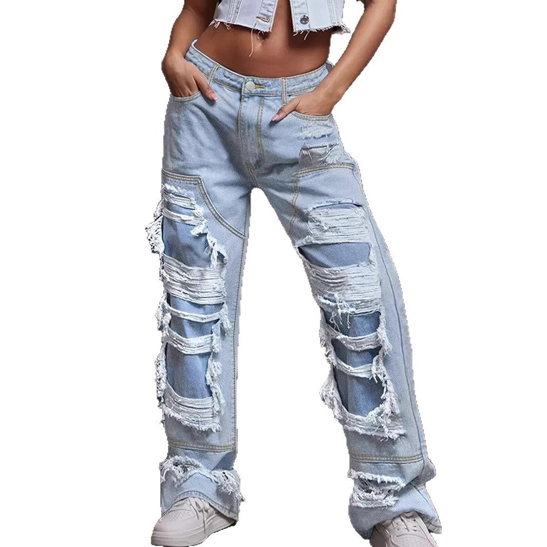 Damen Vintage Destroyed Jeans im lässigen Schnitt Heidi-Mode
