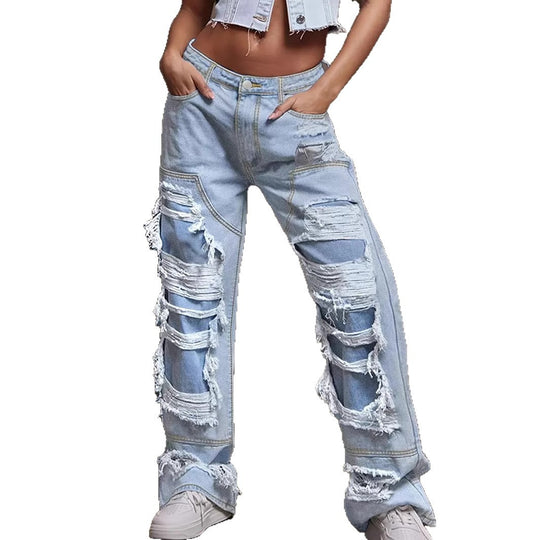 Damen Vintage Destroyed Jeans im lässigen Schnitt Heidi-Mode