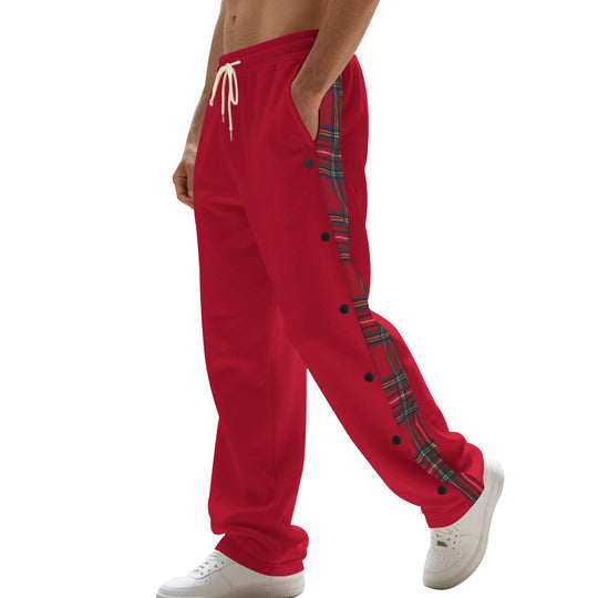 Herren Jogginghose mit seitlichen Knöpfen und pattern akzenten Heidi-Mode