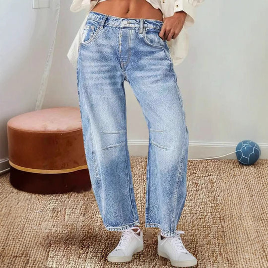 Damen Weite Jeans im lässigen Vintage-Stil mit hochwertigen Details Heidi-Mode