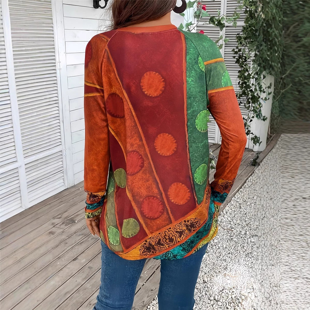 Damen Kunstvoll gestaltetes Langarmshirt Heidi-Mode