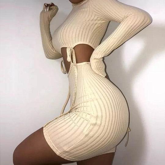 Damen figurbetontes Wickelkleid mit Cut-Out-Details Heidi-Mode