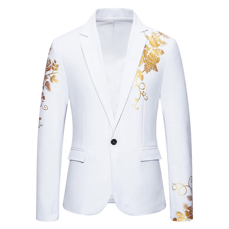 Herren eleganter Blazer mit floralem Gold-Design Heidi-Mode