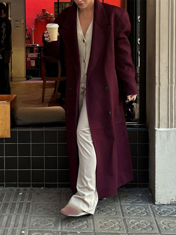 Damen eleganter Wool Coat mit doppelter Knopfleiste Heidi-Mode