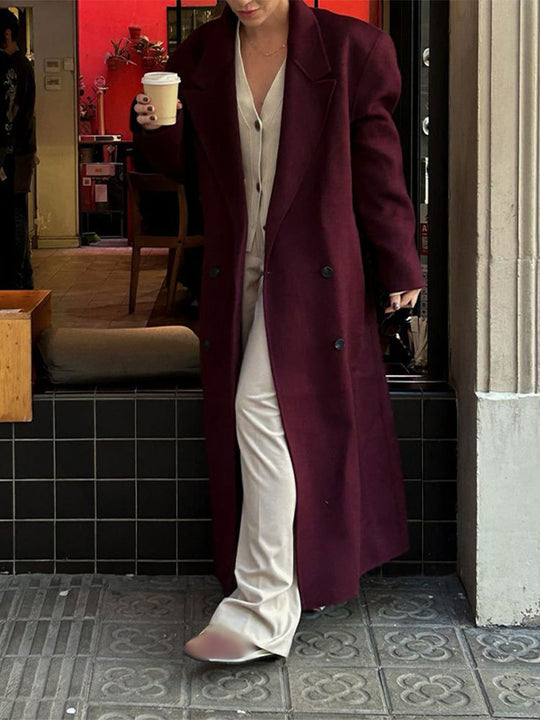 Damen eleganter Wool Coat mit doppelter Knopfleiste Heidi-Mode