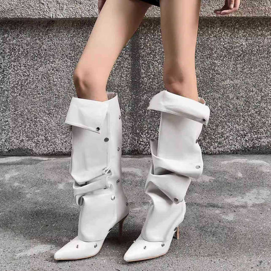 Damen Stylishe Overknee-Stiefel mit innovativem Design und elegantem Absatz Heidi-Mode